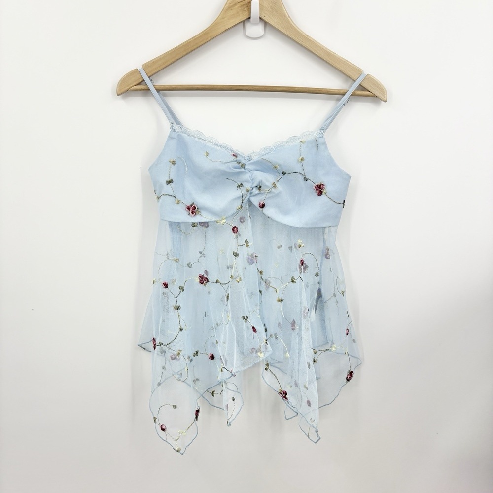 Y2K Babydoll Top XSmall Mesh Fairy Mermaid Coquette Asymmetric Festival Indie